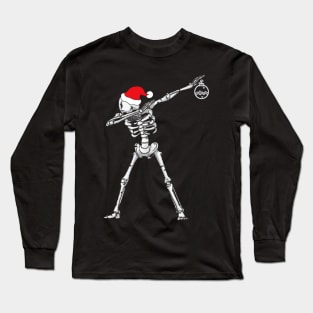 Dabbing Christmas Hip Hop Skull Floral Skeleton Long Sleeve T-Shirt